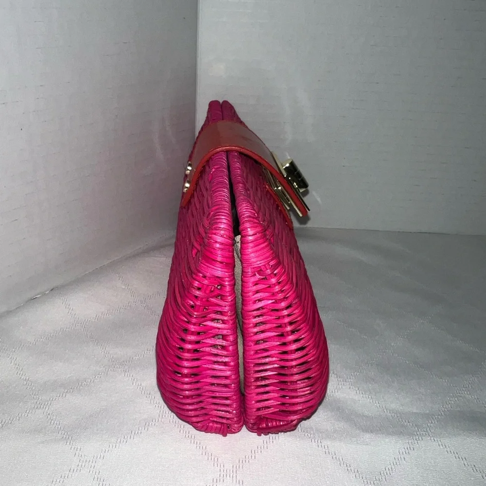 ❤️New J.Crew Rattan/Leather Twist Lock Clutch - Picture 3 of 11